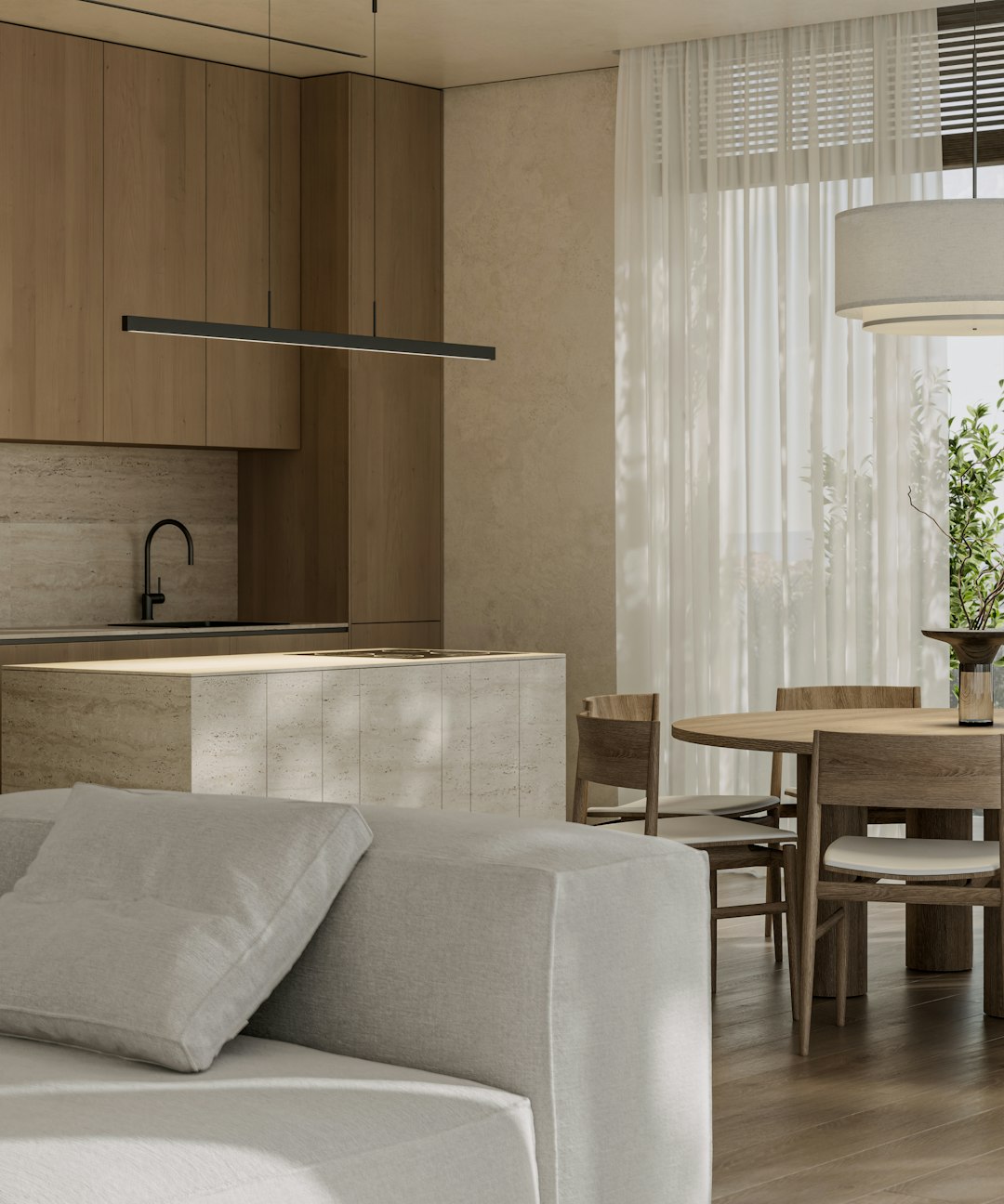 由 Maverick Frame 拍摄的 modern minimalist open plan living room with kitchen and dining area 高清图片 - 精选主题 | PictureHub